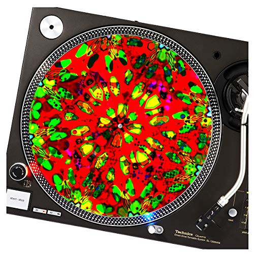 Neon Kaleidoscope - GLOW Series DJ Turntable Slipmat (glows under black light)