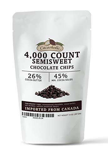 14 oz Cacaoholic Semisweet Chocolate Chips - 4,000 Count Size - Resealable Stand Up Pouch