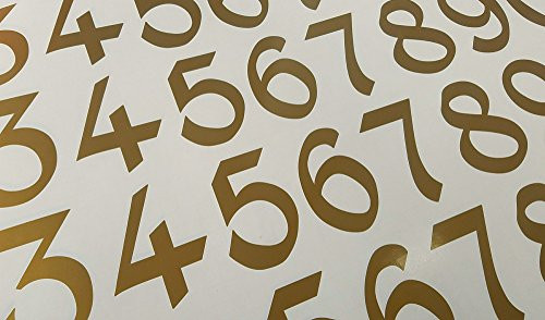 Vintage Style Die Cut Vinyl Numbers (3 inch, Soft Metallic Gold)