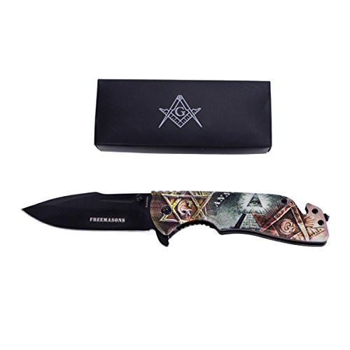 Treasure Gurus Masonic All Seeing Eye 3D Artwork Folding Pocket Knife Mason Gift