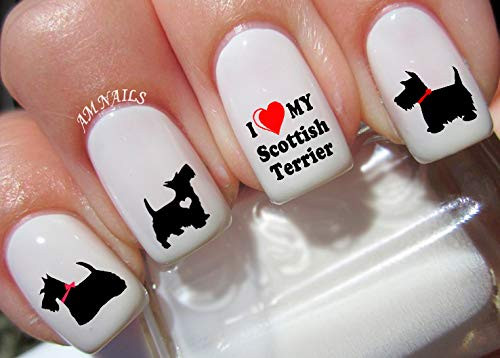 Scottish Terrier Water Nail Art Transfers Stickers Decals - Set of 50