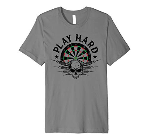 Play Hard Darts Dartboard Dart Board Target Vintage Skull Premium T-Shirt