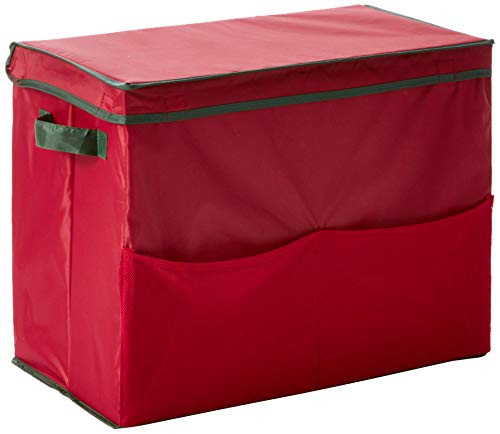 HOMZ 5832003 Gift-Bag Storage Tote Organizer, Holiday Red