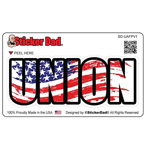 UNION American Flag Pride V1 Full Color Printed Sticker (3 PACK) by StickerDad - (size: 4" x 1.5" color: Full) - Hard Hat, Helmet, Windows, Walls, Bumpers, Laptop, Lockers, etc.