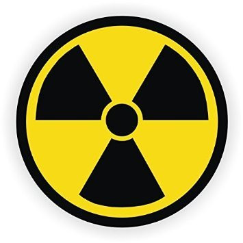 (2 PACK) NUCLEAR RADIATION Symbol vinyl Hard Hat Helmet decal - size: 2" ROUND - Hard Hat, Helmet, Windows, Walls, Bumpers, Laptop, Lockers, etc.
