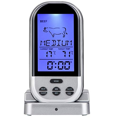 Remote Meat Thermometer,Wireless Meat Thermometer Digital Cooking Food Thermometer for BBQ,Cooking, Grilling, Smoker, Oven, Kitchen