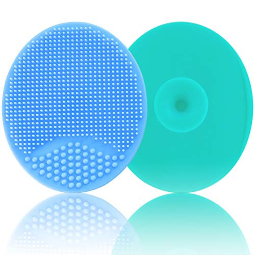 Baby Bath Brush, baby Cradle Cap Brush, Silicone Massage Brush, Silicone Scrubbers Exfoliator Brush - The SkinSoother Baby Essential for Dry Skin, Cradle Cap and Eczema - 2 Pack (Blue  and  Green)