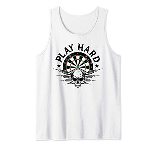 Play Hard Darts Dartboard Dart Board Target Vintage Skull Tank Top