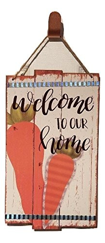 Greenbrier International Distressed Spring WELCOME TO OUR HOME Hanging Decorative Sign