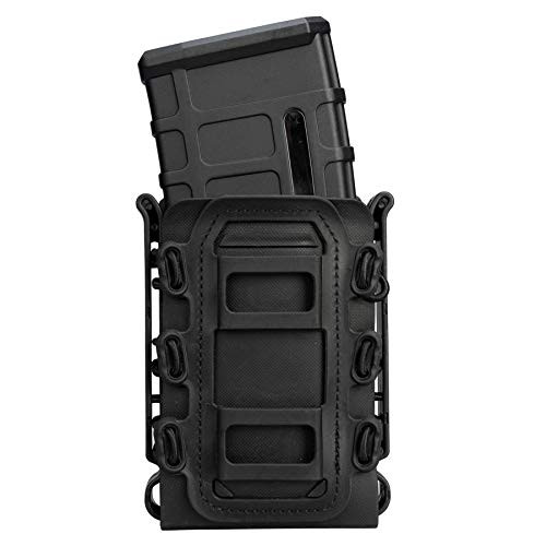 IDOGEAR Rifle Magazine Pouch 5.56mm Mag Pouch 7.62mm Molle Fastmag Softshell Mag Carrier for M4/AR/AK Rifle Magazines (Black)