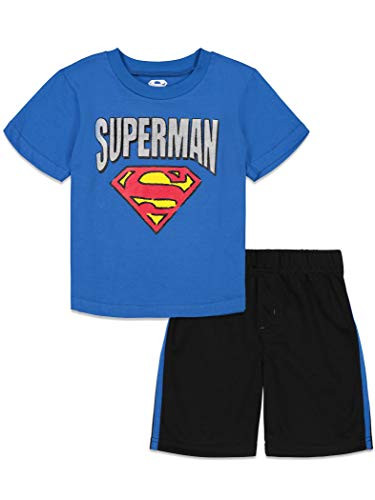 DC Comics Superman Little Boys Short Sleeve T-Shirt and Mesh Shorts Set Blue 7