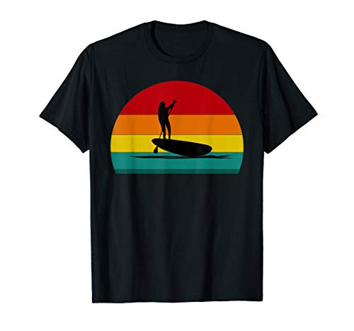 Retro Vintage Style Woman on SUP Stand Up Paddle Board T-Shirt