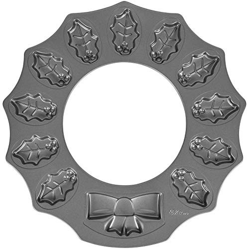 Wilton Holly Wreath Shaped Non-Stick Cookie Pan, 12-Cavity Wilton Holly Wreath Shaped Non-Stick Cookie Pan, 12-Cavity