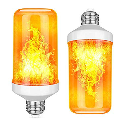 LEDERA LED Flame Light Bulbs, Realistic Flickering Flame Light Bulbs with Upside Down Effect, E26 Base Flame Effect Light Bulbs for Halloween Decorations/Hotel/Bar Party Decoration (2 Pack)