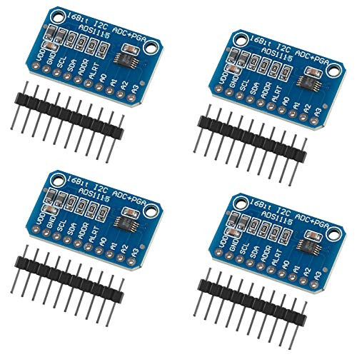 4Pcs ADS1115 Module 16 Bit 4 Channel I2C IIC Analog-to-Digital ADC PGA Converter High Prcision Development Board with Programmable Gain Amplifier 2.0V to 5.5V for Arduino and Raspberry Pi