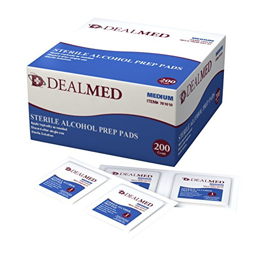 Dealmed Sterile Alcohol Prep Pads, Antiseptic Latex-Free Wipes, Gamma Sterilized, 200 Count Dealmed Sterile Alcohol Prep Pads, Antiseptic Latex-Free Wipes, Gamma Sterilized, 200 Count