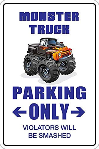 Cortan360 Monster Truck Parking Only 8" x 5" Novelty Sign NS 097 Vinyl Retro Sticker Sign