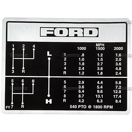 C5NN7B292FY Ford Tractor Shift Pattern Decal 2000 2600 3000 3400 3600 231 531