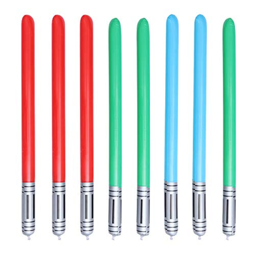 TOYANDONA 8pcs Light Saber Sword Toys Inflatable Led Light Up Swords Set Assorted Colors Glow in The Dark Saber Kids Party Favor Supplies(Random Color)
