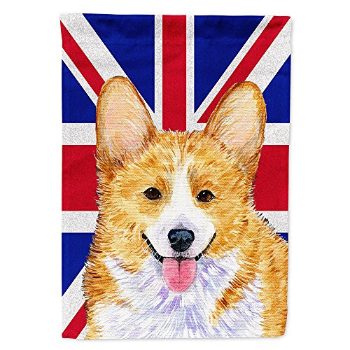 Caroline's Treasures SS4928GF Corgi with English Union Jack British Flag Flag Garden Size, Small, Multicolor