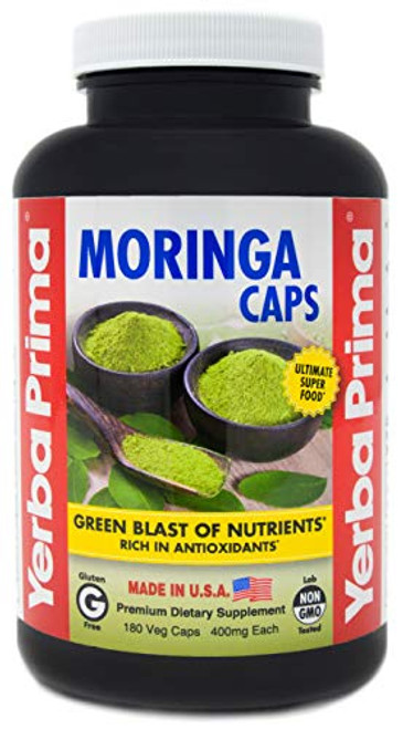 Yerba Prima, Moringa Caps, with 400mg of Pure Organic Leaf Powder, 180 Veg Capsules Yerba Prima, Moringa Caps, with 400mg of Pure Organic Leaf Powder, 180 Veg Capsules