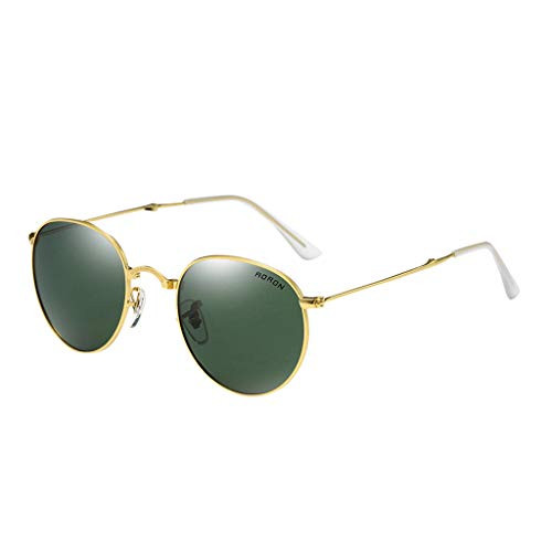 Louyue Hexagonal Polarized Sunglasses Men Women Geometric Square Small Vintage Metal Frame Retro Shade Glasses Green