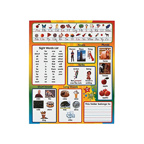 Fun Express Kindergarten Common Core Pocket Folders - 12 Pieces - Educational and Learning Activities for Kids