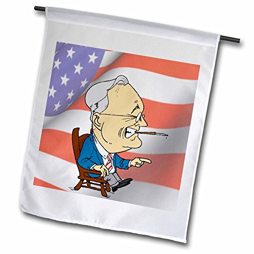 3dRose President Franklin D. Roosevelt with American Flag - Garden Flag, 12 by 18"