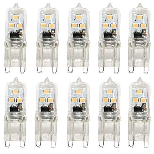 LXcom G9 LED Bulb 1W Dimmable LED Corn Light Bulbs 10W Halogen Bulb Warm White 3000K G9 Base Chandelier Light Bulb for Landscape Lighting, AC120V (10 Pack)