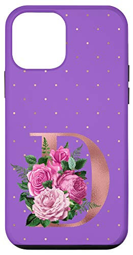 iPhone 12 mini Lilac floral Initial Letter D monogram pink floral purple Case