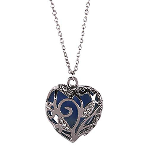FACAIAFAL Glow in Dark Women Necklace Hollow Out Heart Crystal Pendant Luminous Necklace
