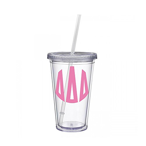Delta Delta Delta Tri Delta Sorority Pink No Border Monogram Sticker Decal on Clear plastic Tumbler Greek Letter 16 oz. BPA Free Delta Delta Delta Tri Delta Sorority Pink No Border Monogram Sticker Decal on Clear plastic Tumbler Greek Letter 16 oz. BPA Free