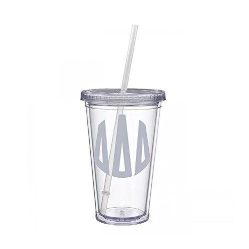 Delta Delta Delta Tri Delta Sorority Silver No Border Monogram Sticker Decal on Clear plastic Tumbler Greek Letter 16 oz. BPA Free Delta Delta Delta Tri Delta Sorority Silver No Border Monogram Sticker Decal on Clear plastic Tumbler Greek Letter 16 oz. BPA Free