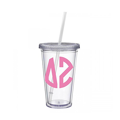 Delta Zeta Sorority Pink No Border Monogram Sticker Decal on Clear plastic Tumbler Greek Letter 16 oz. BPA Free dz Delta Zeta Sorority Pink No Border Monogram Sticker Decal on Clear plastic Tumbler Greek Letter 16 oz. BPA Free dz