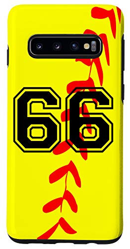 Galaxy S10 Softball Jersey Number  66 Sixty Six No 66 Game Play Fun Case