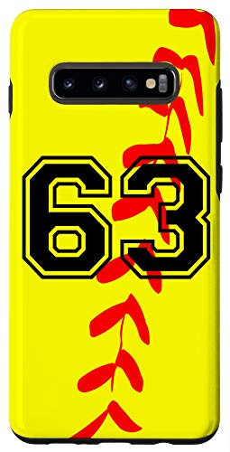 Galaxy S10Plus Softball Jersey Number  63 Sixty Three No 63 Game Play Fun Case