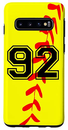 Galaxy S10 Softball Jersey Number  92 Ninety Two No 92 Game Play Fun Case