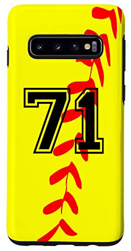 Galaxy S10 Softball Jersey Number  71 Seventy One No 71 Game Play Fun Case