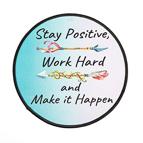 Make It Happen Round Mouse Pad, Personalized Printed Mouse Mat, Non-Slip Rubber Base Mousepad for Laptop, Computer 7.9x7.9 Inches