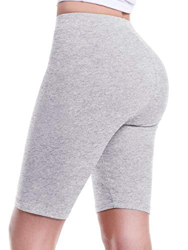Design by Olivia Women's Basic Solid Cotton Active Yoga Biker Shorts Heather Grey 1X