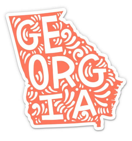 Georgia Shape Cute Letters Native Local - 3" Vinyl Sticker - For Car Laptop I-Pad Phone Helmet Hard Hat - Waterproof Decal