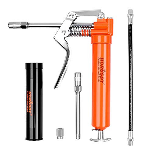 HORUSDY Mini Pistol Grip Grease Gun, with 3 OZ. Grease  and  Coupler (2900 PSI)