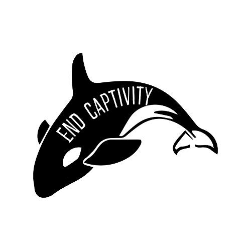 End Captivity Whale Decal Notebook Car Laptop 5.5" (Black)