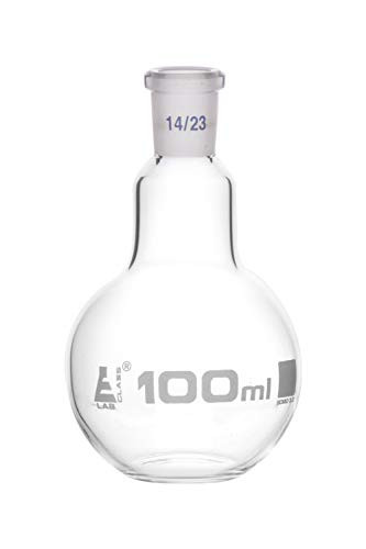 Florence Boiling Flask, 100ml - 14/23 Joint, Interchangeable - Borosilicate Glass - Flat Bottom, Short Neck - Eisco Labs