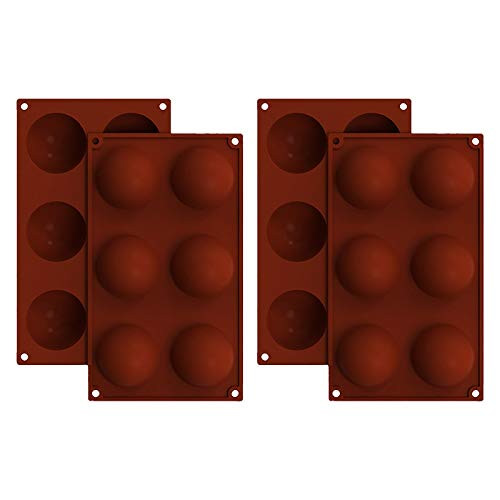 2Pcs 6 Holes semicircle silicone mold, used for chocolate, cake, jelly, pudding, candy, handmade soap