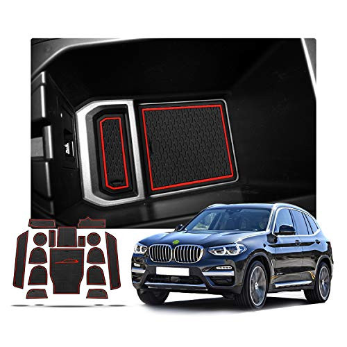 R RUIYA Compatible Car Slot Mats 2018 BMW X3 G01 Car Accessory Interior Door Mat Cup Mat Center Console Organizer Storage Box (Slot Mats Red)