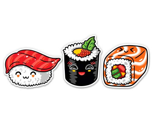 GT Graphics Sushi Set of 3 Cute - 2" Each Vinyl Stickers - for Car Laptop I-Pad Phone Helmet Hard Hat - Waterproof Decals GT Graphics Sushi Set of 3 Cute - 2" Each Vinyl Stickers - for Car Laptop I-Pad Phone Helmet Hard Hat - Waterproof Decals
