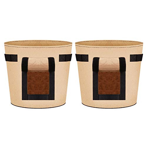 Vlovelife 2-Pack 10 Gallon Plant Grow Bags, Garden Felt Grow Bag with Handles, Nonwoven Fabric Potato Grow Bag, Potato Tomato Vegetable Plant Planting Bag - Khaki Vlovelife 2-Pack 10 Gallon Plant Grow Bags, Garden Felt Grow Bag with Handles, Nonwoven Fabric Potato Grow Bag, Potato Tomato Vegetable Plant Planting Bag - Khaki