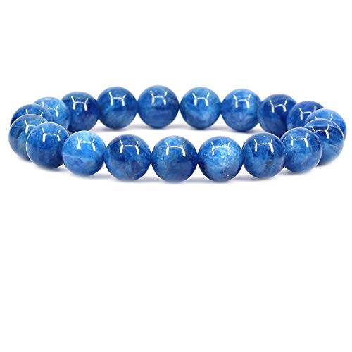 Natural Blue Green Apatite Crystal Gemstone 10mm Round Beads Stretch Bracelet 7 Inch