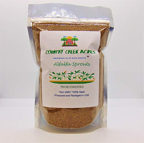 Alfalfa Sprouting Seed Non GMO - 16 Oz -Country Creek LLC Brand - High Sprout Germination- Edible Seeds, Gardening, Hydroponics, Growing Salad Sprouts, Planting, Food Storage  and  More